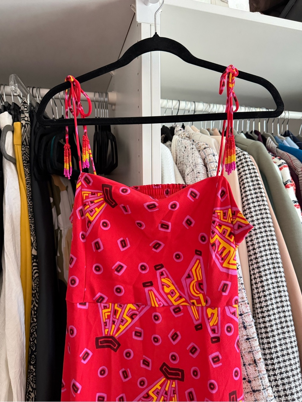 House of Harlow Pink Banana Printed Slip Dress with Tie Straps - Picture 2 of 5